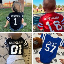 Personalized Football Jersey Outfit Infant Bodysuit Shirt Set 